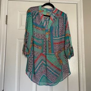 Colorful Sheer Tunic Top